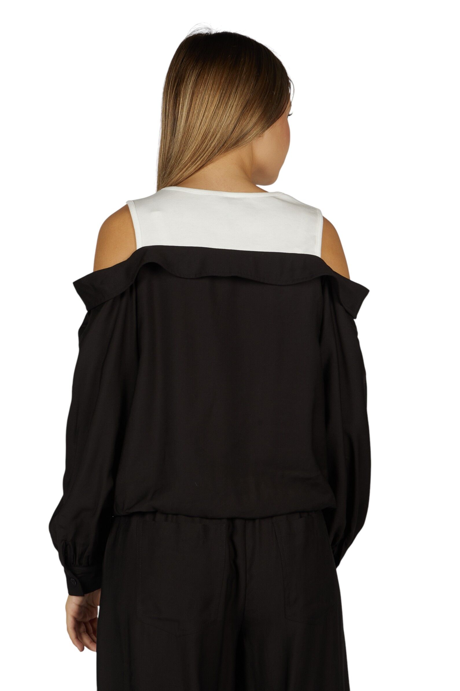 Блуза дев. АРТ.G-SH26089,чер-бел,вис-шер