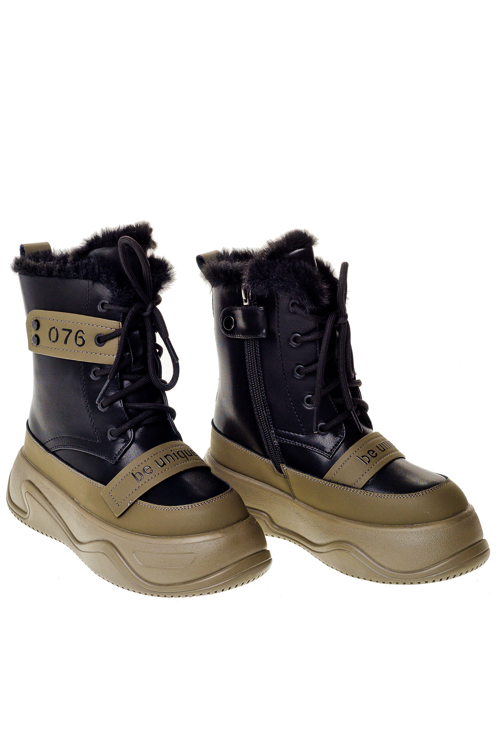 Ботинки дев. АРТ.73-1005,хаки-чер,и.к-н.к/шер