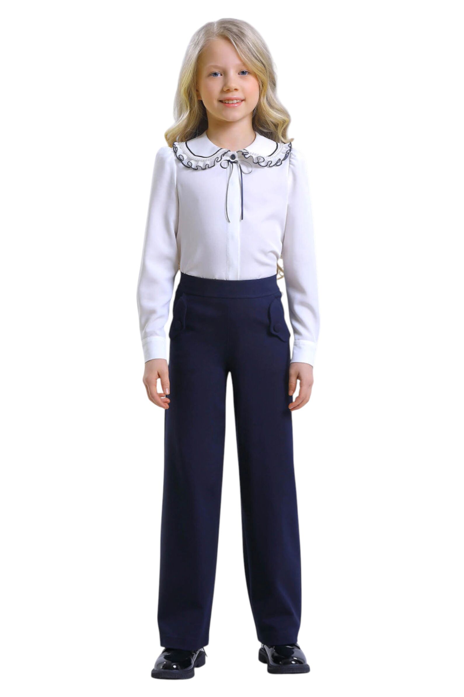 Брюки дев. АРТ.2868-525-ТВК-340,син,вис-пэ-эл