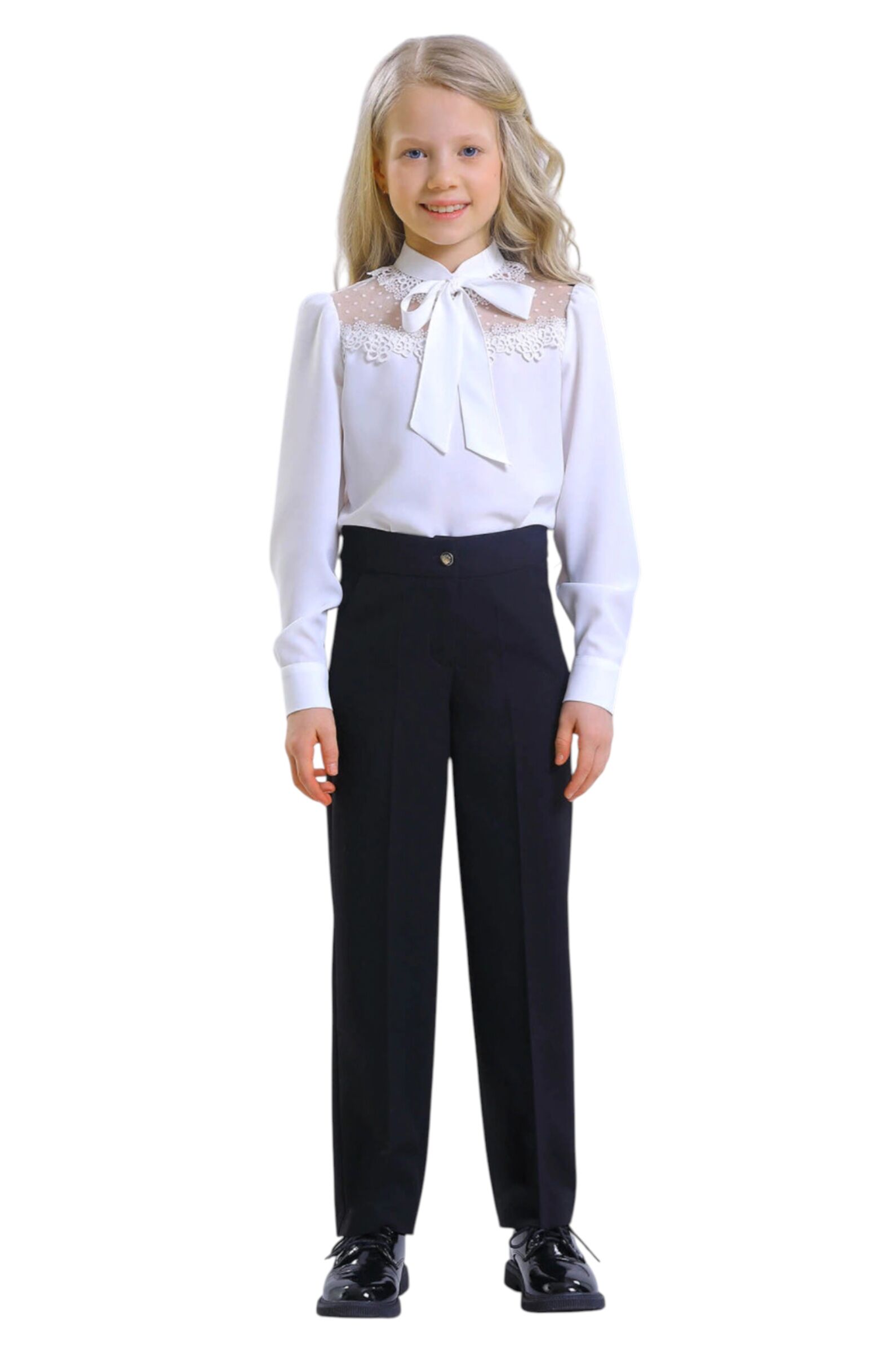 Брюки дев. АРТ.2906-525-ВВОК,чер,вис-пэ-эл