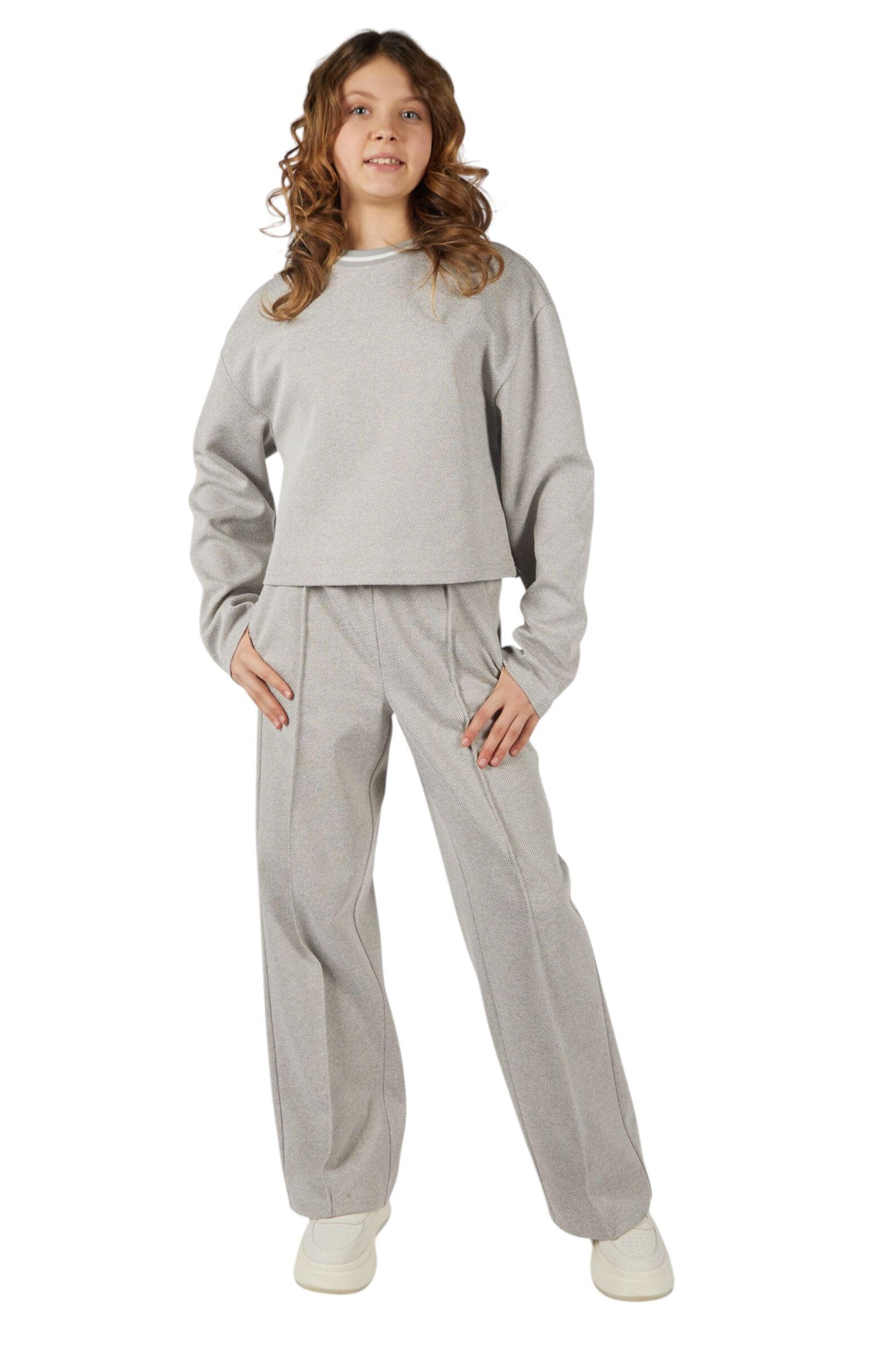 Брюки дев. АРТ.G-TR25411,сер,хл-пэ