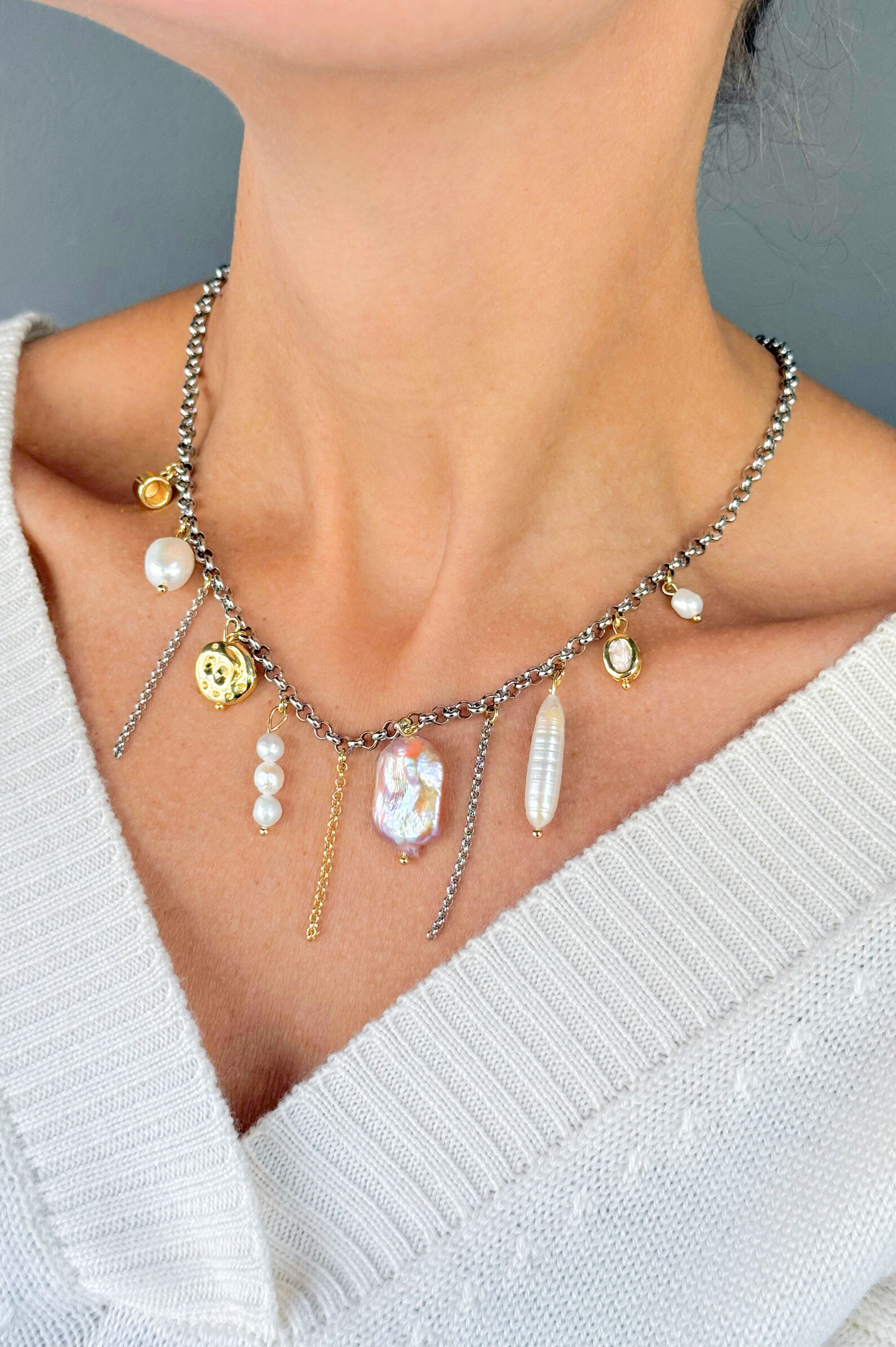 Колье АРТ.J.275,сереб-мул