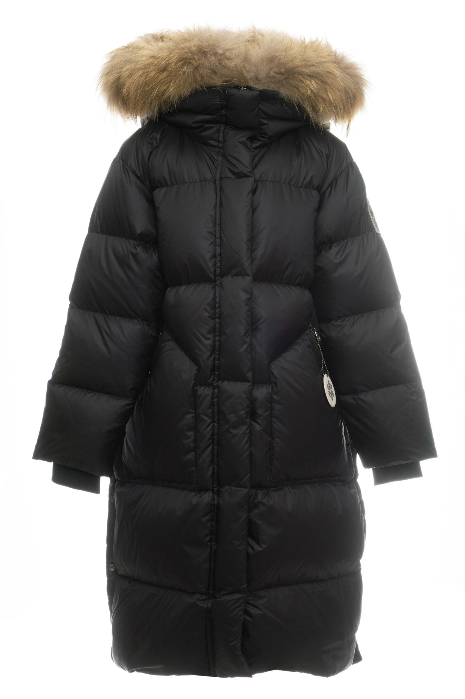 Пальто дев. АРТ.25890Am-023,чер,па/пэ/пух-перо