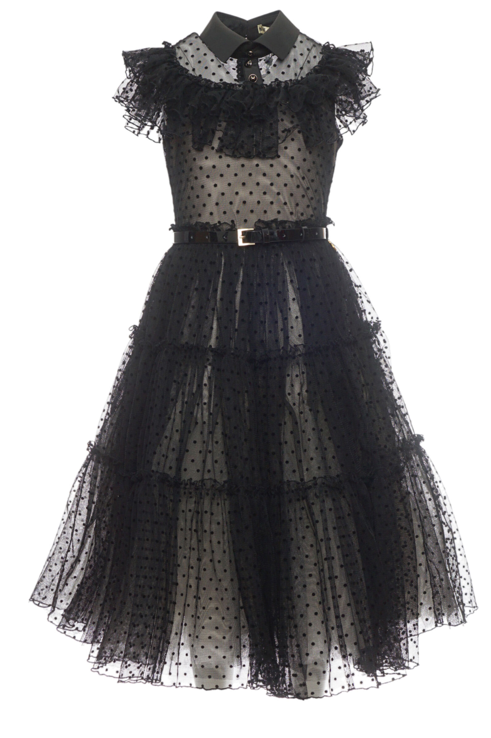 Платье дев. АРТ.2614/1-125-СМФ,чер,хл-эл-пэ-вис