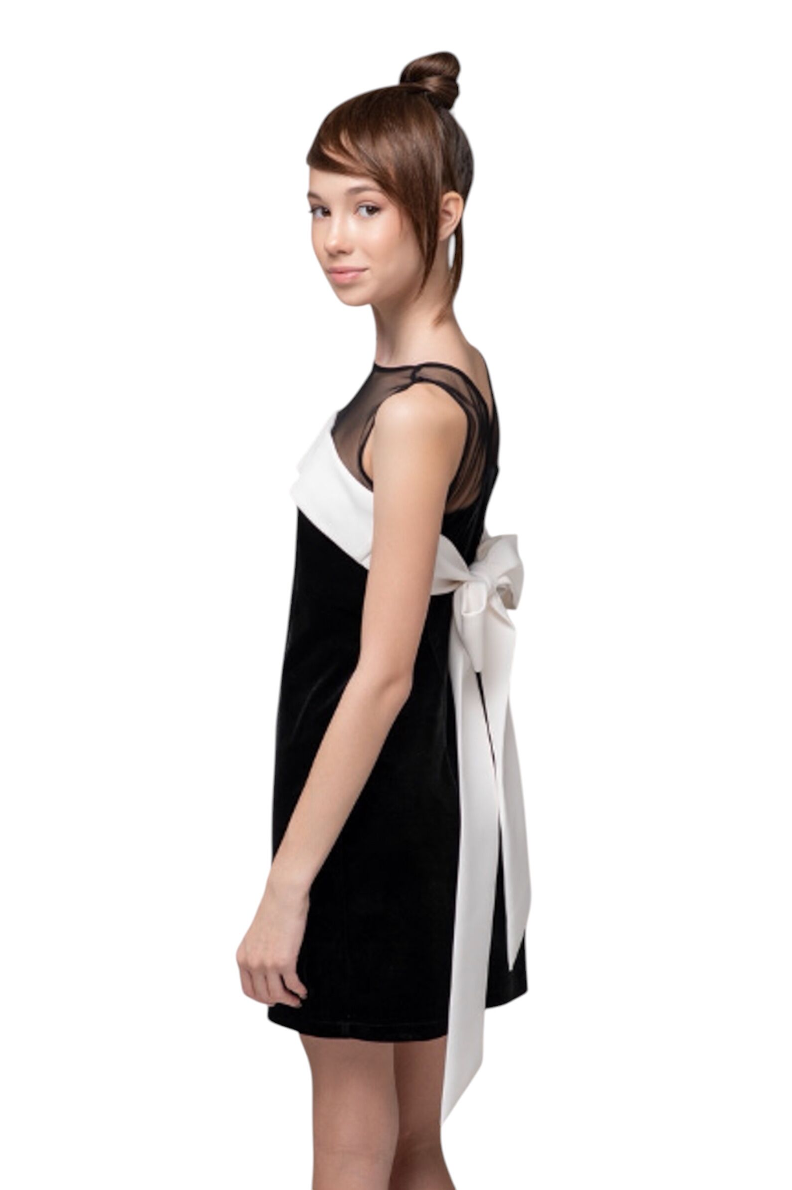 Платье дев. АРТ.972,чер-мол,пэ/вис