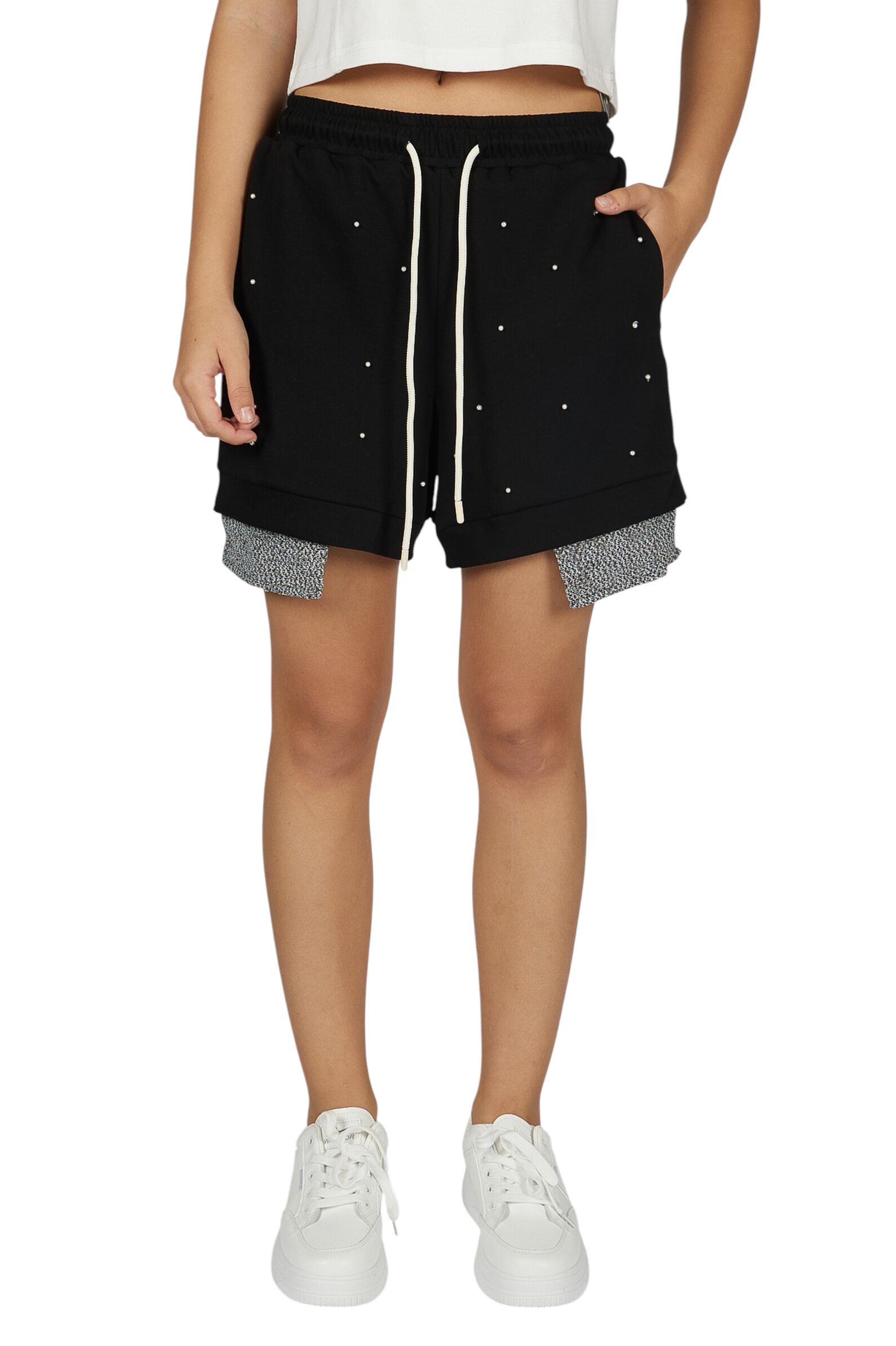 Шорты дев. АРТ.G-TR26051,чер,хл-эл