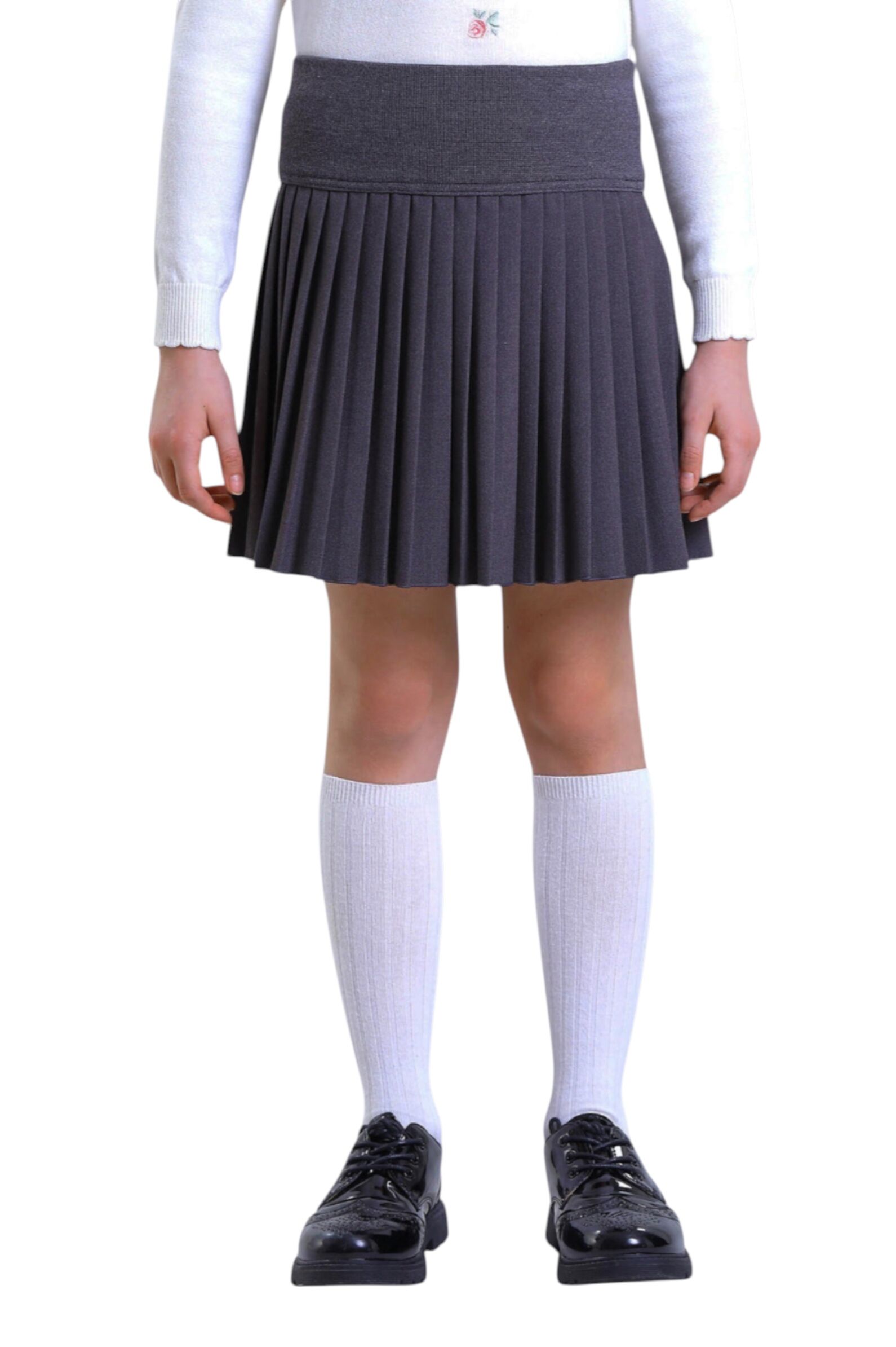 Юбка дев. АРТ.384/3-525-ВВОК,сер,пэ-вис-эл